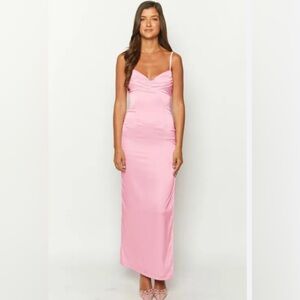 Beginning boutique: honey light pink maxi dress.
